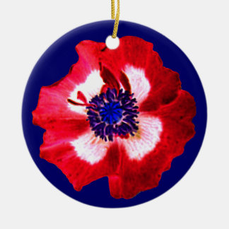 Poppy Red White Blue ornament blue