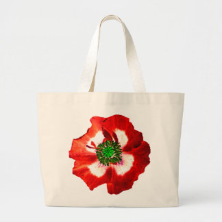 Poppy Red White Green jumbo tote bag