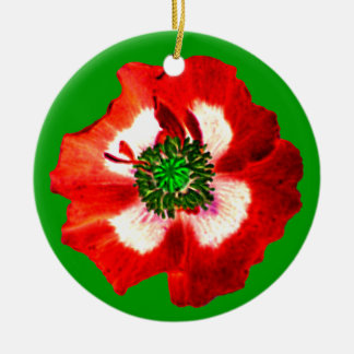 Poppy Red White Green ornament green