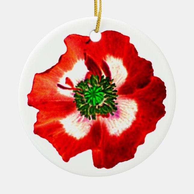 Poppy Red White Green ornament plain (Front)