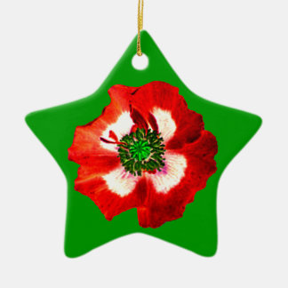 Poppy Red White Green ornament star green