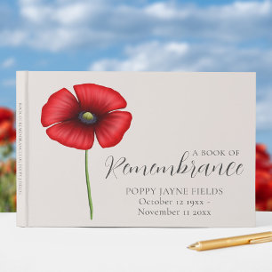 Poppy Remembrance Funeral Memorial Guest Book