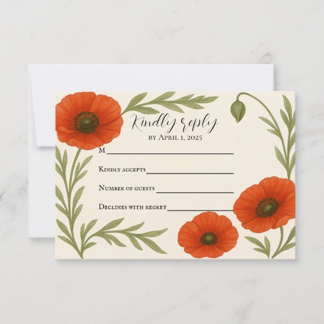 Poppy Reverie RSVP Card (Front)