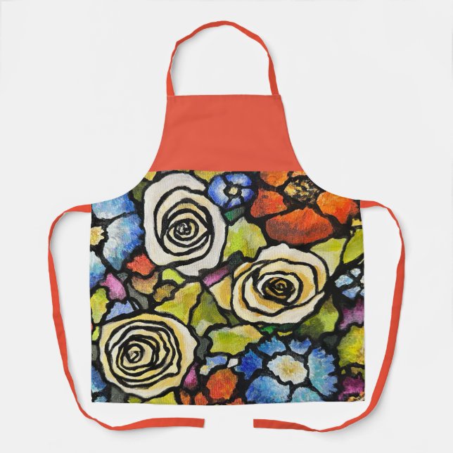 Poppy Rose Floral Apron (Front)