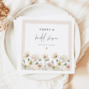 POPPY Rustic Pastel Wildflower Bridal Shower Napkin