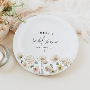 POPPY Rustic Pastel Wildflower Bridal Shower Paper Plate