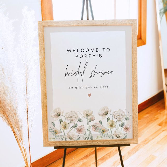 POPPY Rustic Wildflower Bridal Shower Welcome Poster (Creator Uploaded)