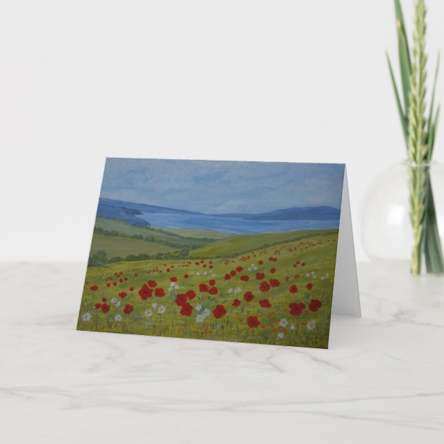 Poppy seascape greeting card (Front)
