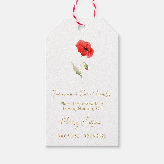 Poppy Seed Packet Funeral Gift Tags (Front)