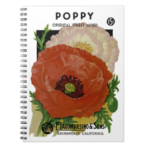 Poppy Seed Packet Label Spiral Notebook