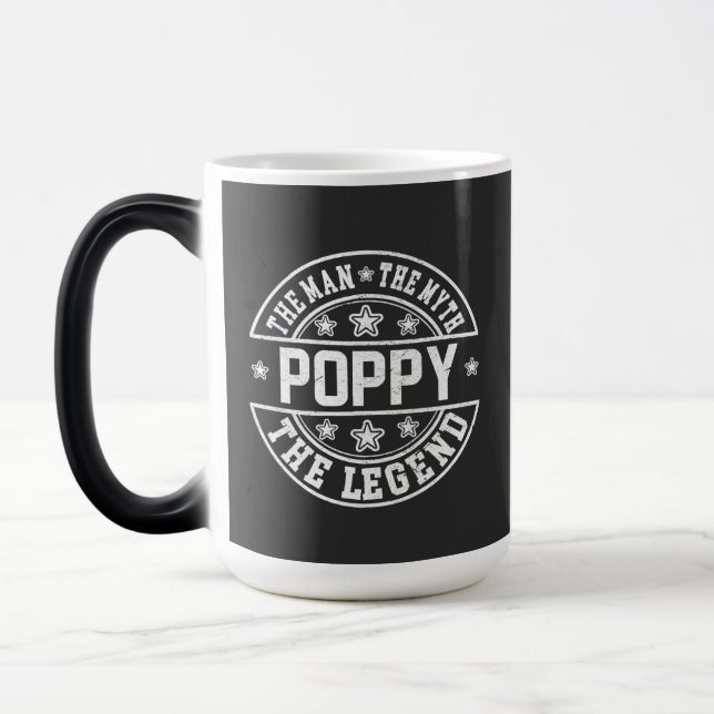 Poppy The Man The Myth The Legend Father's Day Magic Mug (Left)
