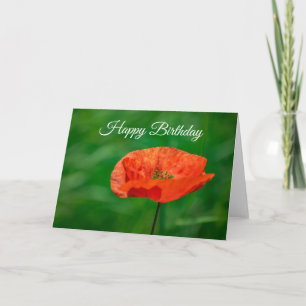 Poppy up close birthday card