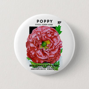 Poppy Vintage Seed Packet 6 Cm Round Badge