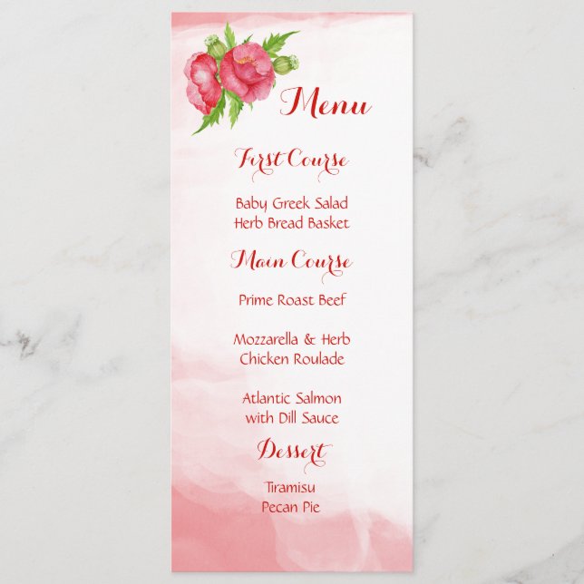 Poppy Watercolor Menus (Front)