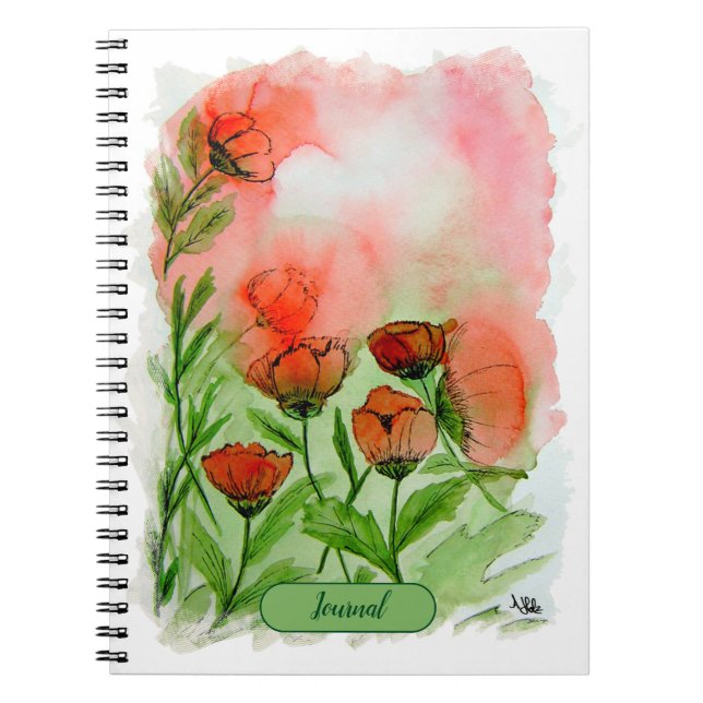 Poppy Watercolor - Notebook (Front)