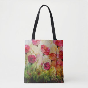 Poppy Watercolor Personalised Mother's Day Tote Bag