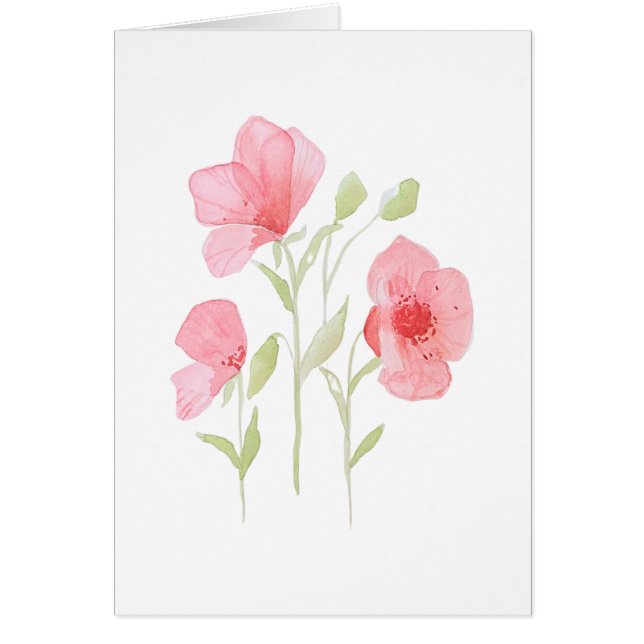 Poppy Watercolor Print Greeting Card (Front)