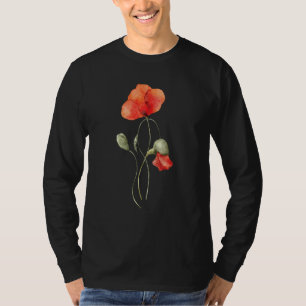 Poppy Watercolour Poppy Seeds Red Botanical Poppie T-Shirt