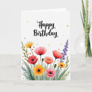 Poppy Wildflower Birthday Card