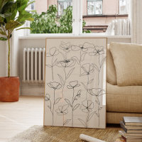 Poppy Wildflower Black and White Minimal Floral