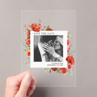 Poppy Wildflowers Engagement Photo Save The Date