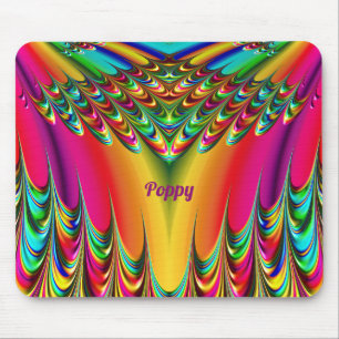 POPPY ~ Zany Hot Yellow, Blue, Green and Pink Mouse Pad
