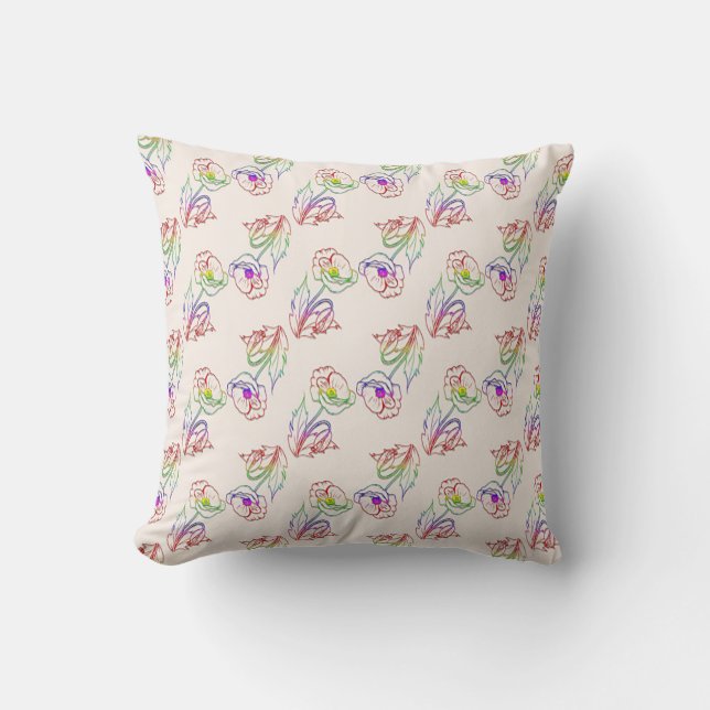 Poppyes floral pattern. Poppy. Cushion (Front)