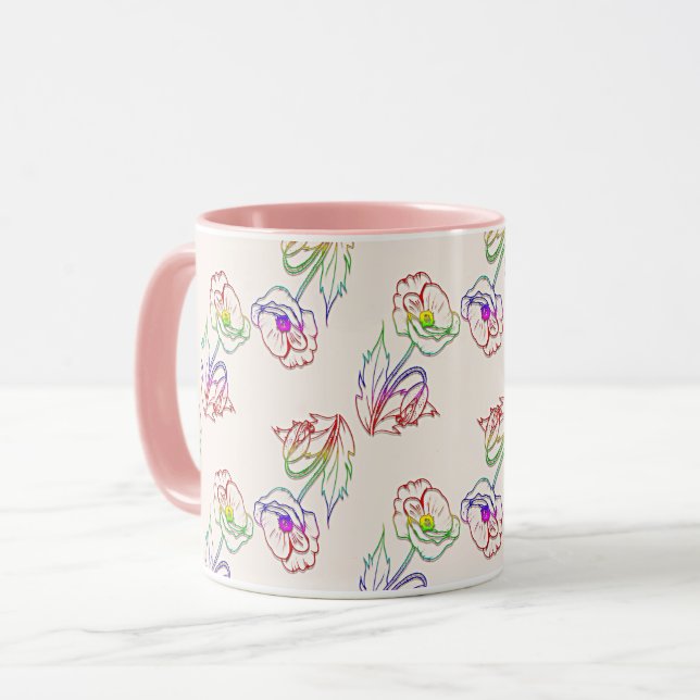 Poppyes floral pattern. Poppy. Mug (Front Left)