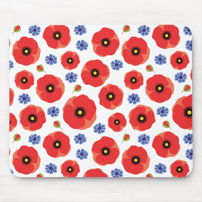 Poppys And Cornflowers Pattern Mouse Pad (Front)