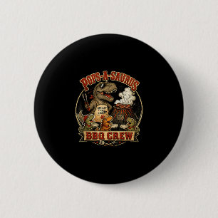 Pops a saurus bbq crew funny dinosaur dad gag joke 6 cm round badge
