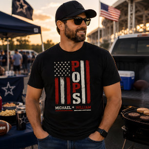 Pops American Flag Gift Patriotic Father's day T-Shirt