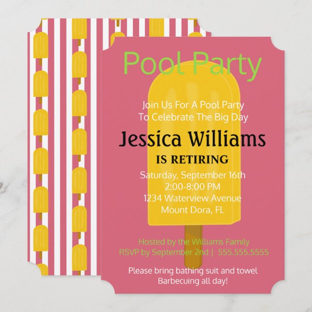 Pops and Ice Cream Celebration Party Invitation (Front/Back)
