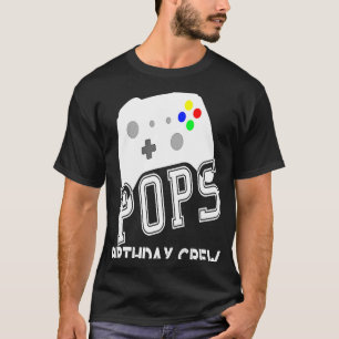 Pops Birthday Crew Gamer Kids Birthday Party Game T-Shirt