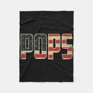 Pops Bold Patriotic American Flag Father’s Day Pop Fleece Blanket