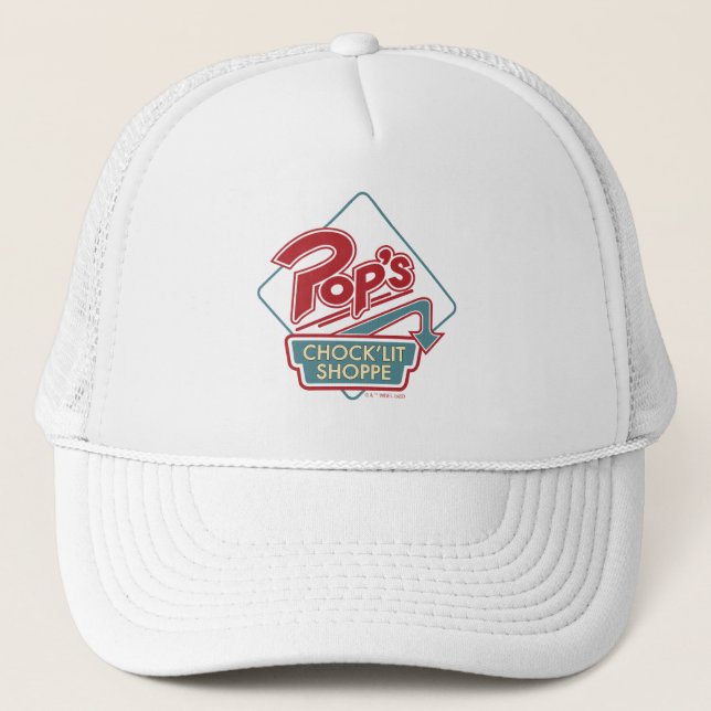 Pop's Chock'Lit Shoppe Red Logo Trucker Hat (Front)
