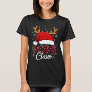 Pops Claus Santa Hat Reindeer Red Plaid Matching F T-Shirt