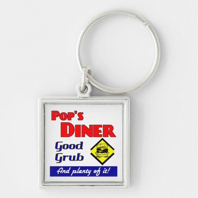 Pops Diner Retro Kitchen Saying Keychain (Front)