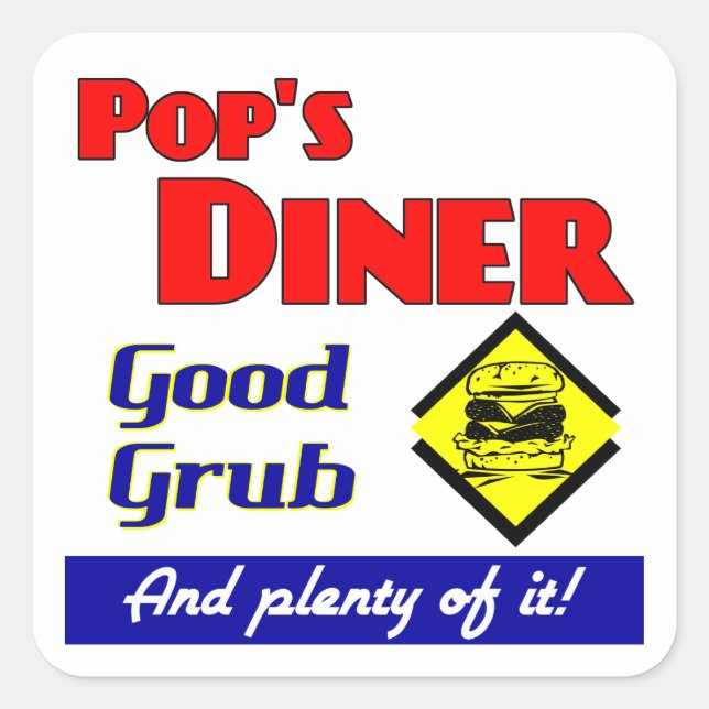 Pops Diner Retro Kitchen Saying Sticker (Front)