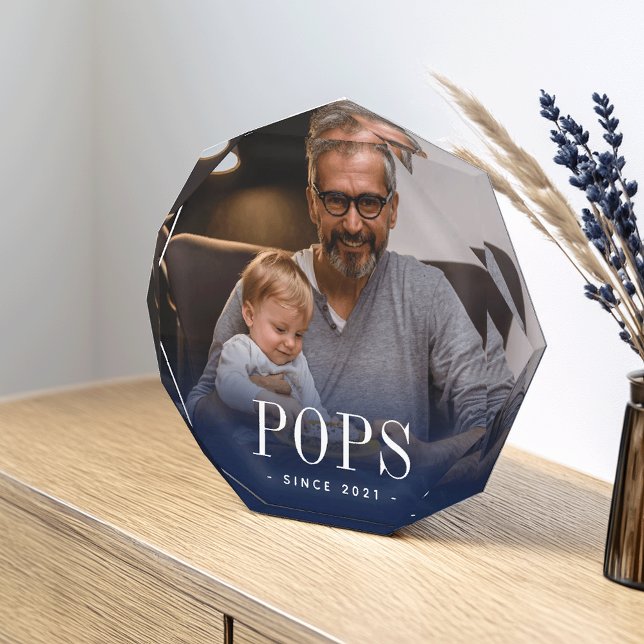 Pops Grandpa Year Established Photo Block (Creator Uploaded)