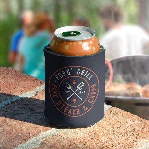 Pops' Grill Personalised Year Established Can Cooler