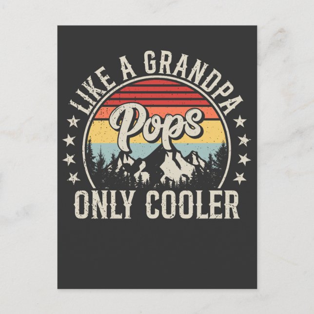 Pops Like a Grandpa Only Cooler Retro Postcard (Front)