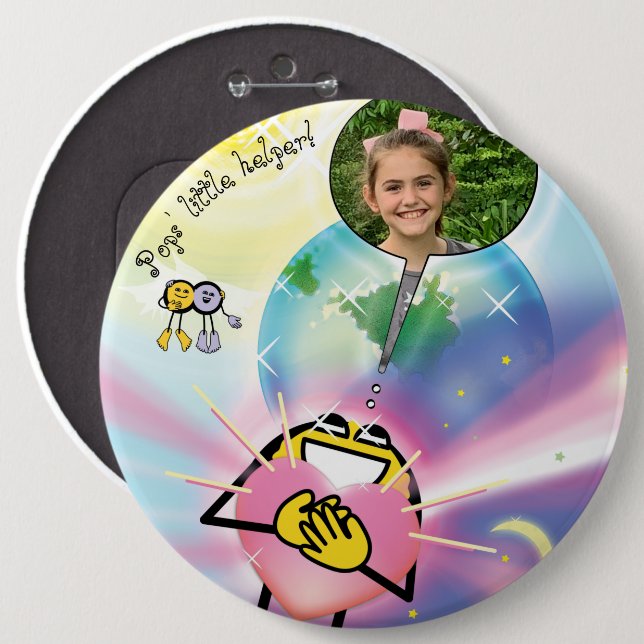 Pops' Little Helper 6 Cm Round Badge (Front & Back)