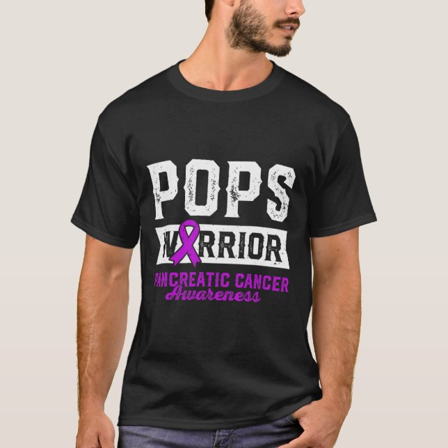 Pops of a Warrior Pancreatic Pops Purple Ribbon Su T-Shirt (Front)