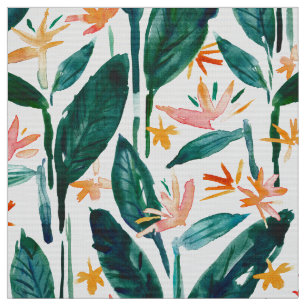 POPS OF BOPs Bird of Paradise Watercolor Tropical Fabric
