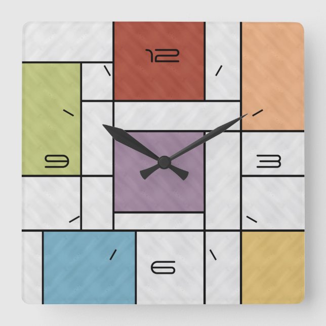 Pops Of Color Square Wall Clock (Front)
