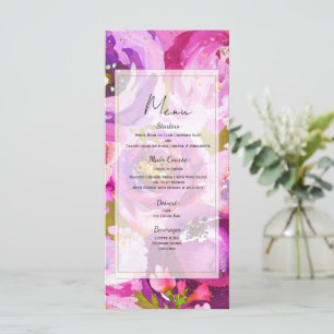 Pops of Pink & Purple Vibrant Floral Wedding Menu