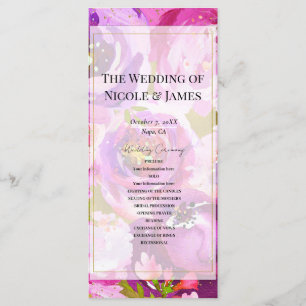 Pops of Pink Purple Vibrant Floral Wedding Program Programme