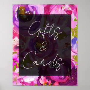 Pops of Pink Purple Vibrant Gifts Cards Table Sign
