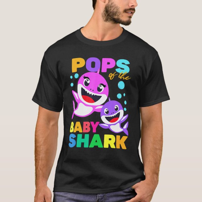 Pops Of The Baby Birthday Shark Pops Shark Christm T-Shirt (Front)