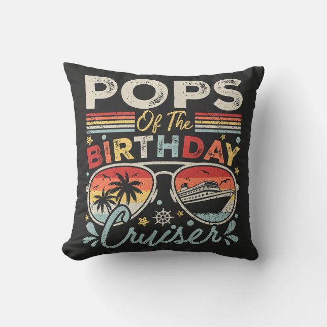 Pops of the Birthday Cruiser Vacation Cushion (Front)
